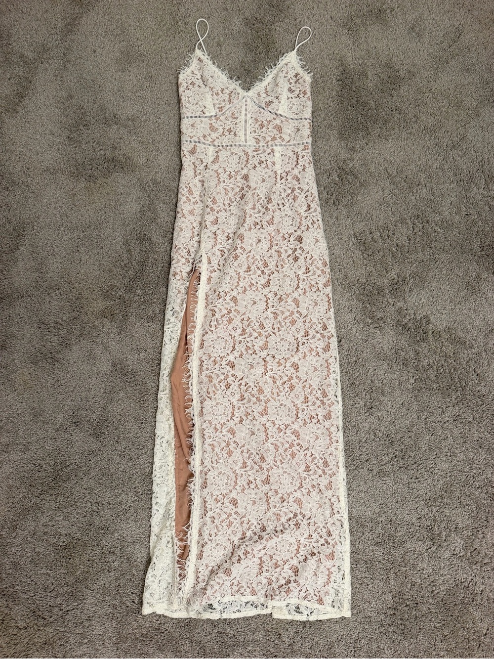 DO+BE Ivory Lace Maxi Dress with Side Slit